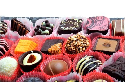 Chocolate sweets isolated on white Stock Photos