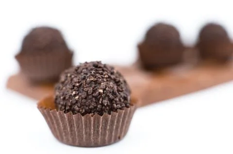 Chocolate sweets, macro Stock Photos