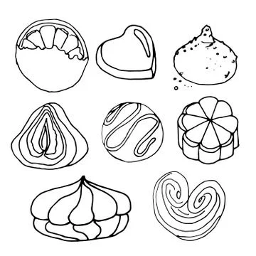 Chocolate sweets vector doodle set Stock Illustration