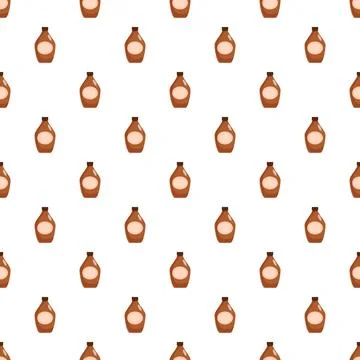 Chocolate syrup bottles in a seamless pattern design Illustrazione stock