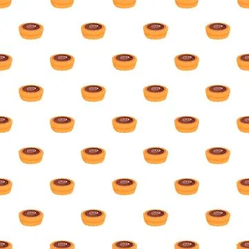Chocolate tarts dessert seamless pattern cartoon art Illustrazione stock