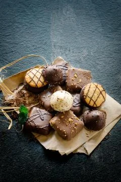 Chocolate tea biscuits Stockfoto's