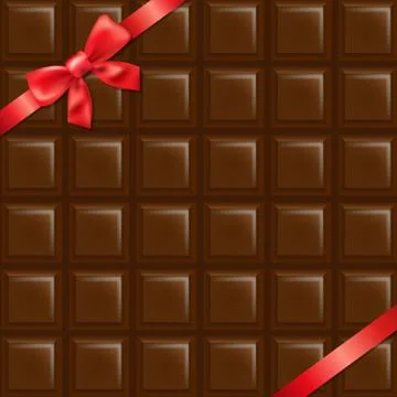 Chocolate texture with red bow Stock Illustration