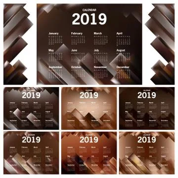 Chocolate Themed background with geometric shape of Calendar 2019 Template Stock Illustration