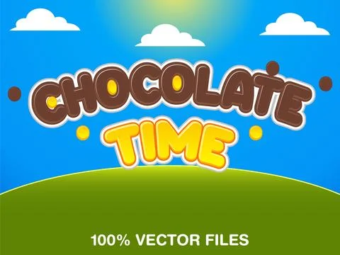Chocolate Time editable text effect vector with natural background Stock Illustration