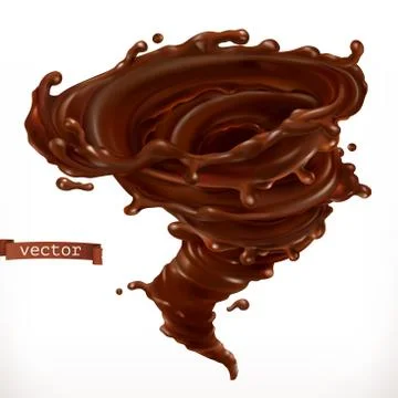 Chocolate tornado, 3d realistic vector Stock Illustration