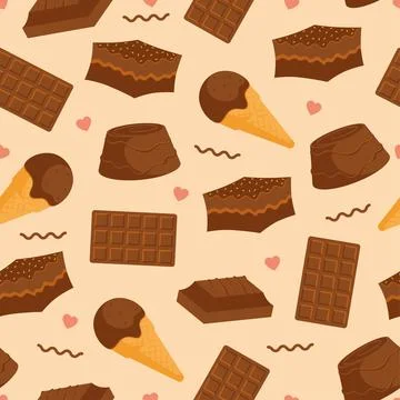 Chocolate treats cute pattern. Vector Illustrazione stock