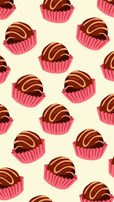Chocolate Truffle Candy Pattern with Caramel Drizzle Seamless Dessert Backgr 库存影片 336696306