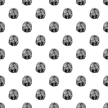 Chocolate truffle dessert seamless pattern on white background Stock Illustration