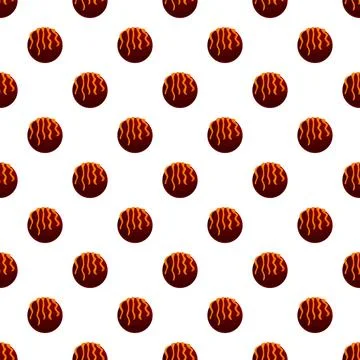 Chocolate truffle dessert seamless pattern with caramel drizzle Stock Illustration