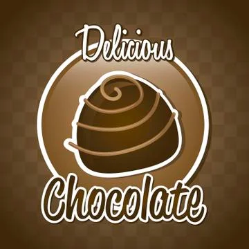 Chocolate truffle over brown background. vector illustration 스톡 일러스트