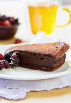 Chocolate truffle torte Stock Photos