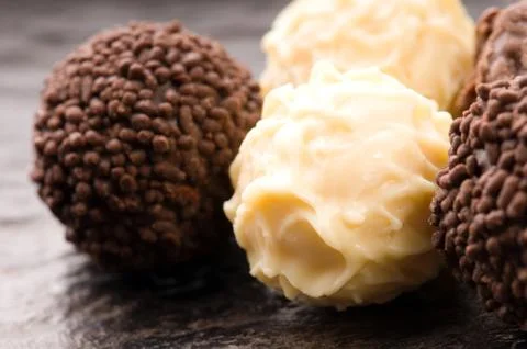 Chocolate truffles assortment Stock Photos