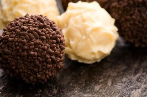 Chocolate truffles assortment Stock Photos