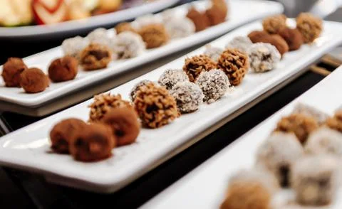 Chocolate truffles close-up Stock Photos