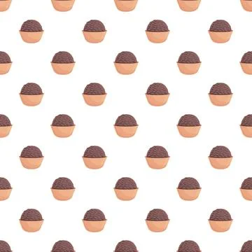 Chocolate truffles in small cups seamless pattern Stock Illustration
