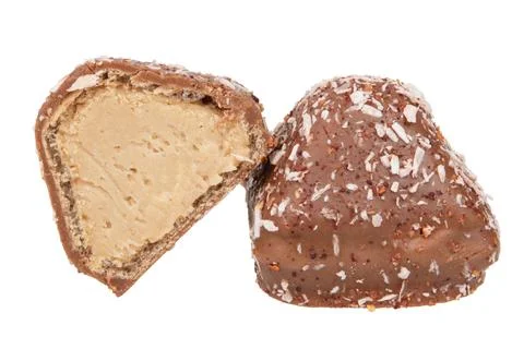 Chocolate wafer candy crispy sweets with filling isolated on the white Stock Photos