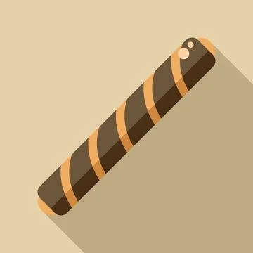 Chocolate wafer roll lying on a solid color background Illustrazione stock