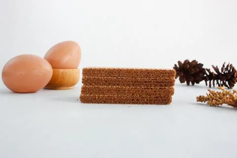 Chocolate waffle isolated on white background. Stock Photos