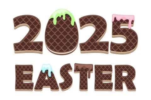 Chocolate Wafflers text Easter 2025. Greeting card, sticker or print for yo.. Stock Illustration