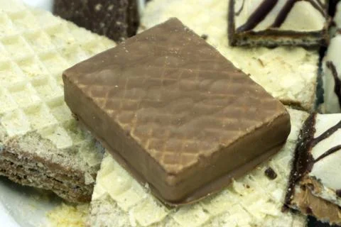 Chocolate waffles on a white background. Stock Photos