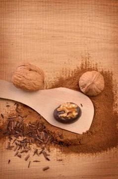 Chocolate with walnuts Stock Photos