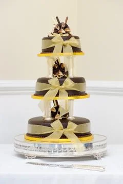 Chocolate wedding cake Stock Photos