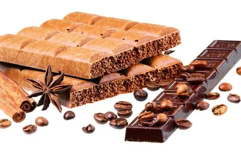 Chocolate on white background Stock Photos