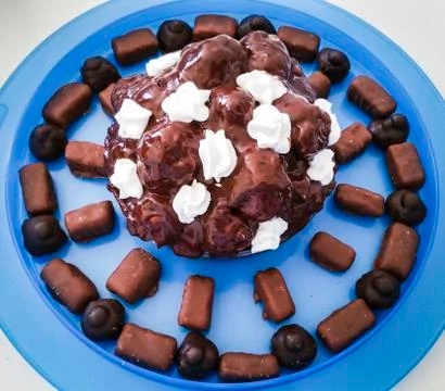 Chocolates and profitterol Stock Photos
