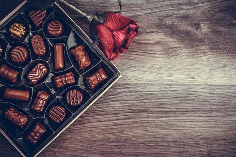 Chocolates and rose Foto stock