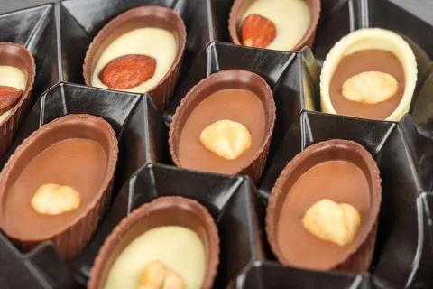 Chocolates in a box Stock Photos