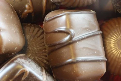 Chocolates from the box Stock Photos