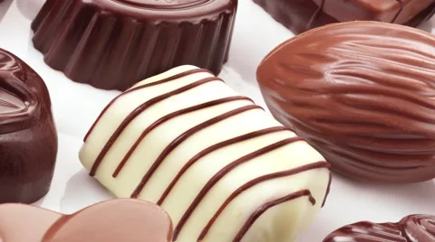 CHOCOLATES IN CLOSE UP TRACKING SHOT OVERHEAD 動画素材 62233032