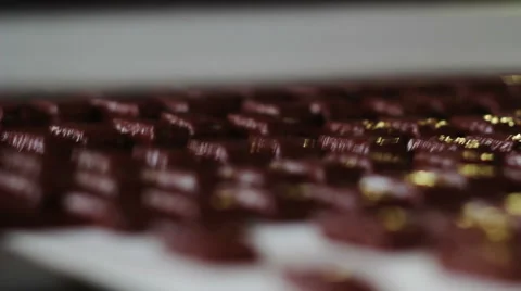 Chocolates on the conveyor Stock Footage 48774359
