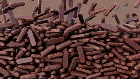 Chocolates falling down from above and filling the screen. Vídeo Stock 98634315