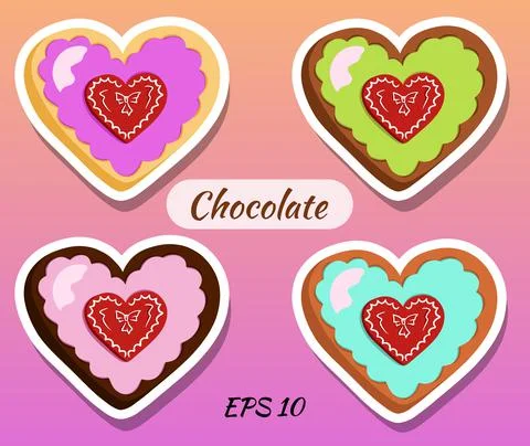 Chocolates in the form of a tsyet. Dark chocolate, white, milk. Stock Illustration
