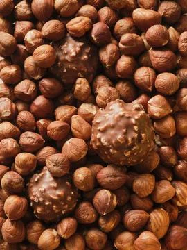 Chocolates in hazelnuts Stock Photos