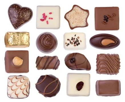 Chocolates isolated on white background Stock Photos
