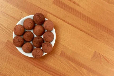 Chocolates made from dark chocolate. Stock Photos
