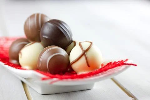 Chocolates on a plate Stock Photos