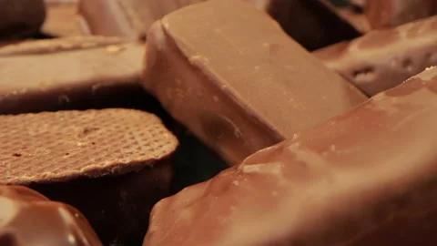 Chocolates, scattered randomly. Shooting at close range. Stock Footage 195939543