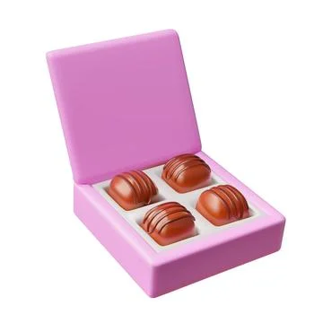 Chocolates square shape vector 3D cartoon plastic style, Valentines day Stock Illustration