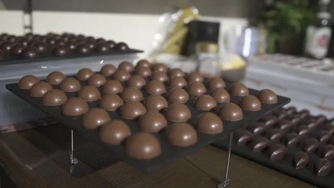 Chocolates on a tray Stock Footage 82024559
