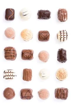 Chocolates on white Stock Photos