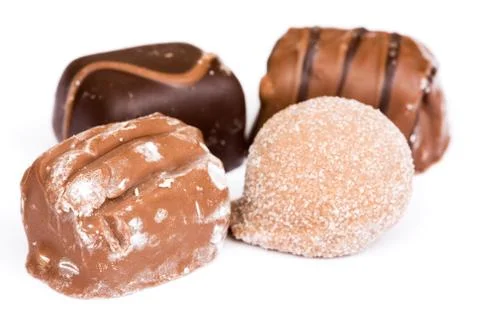 Chocolates on white Foto stock
