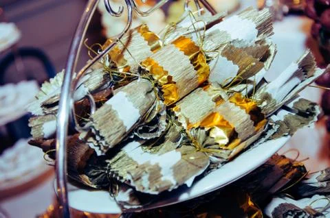 Chocolates wrapped in paper Stock Photos