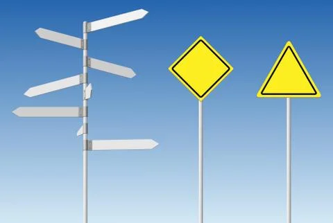 Choice and warning concept. Blank direction signpost. Stock Illustration