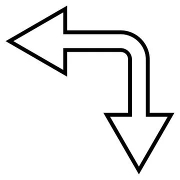 Choice Arrow Left Down Outline Vector Icon 스톡 일러스트