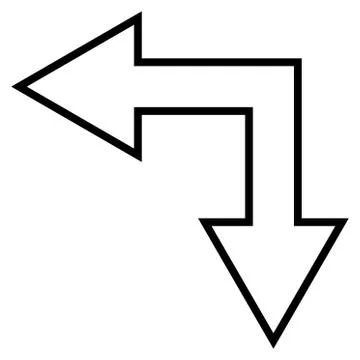 Choice Arrow Left Down Outline Vector Icon Illustrazione stock