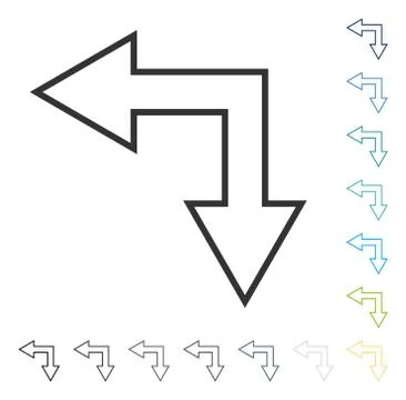 Choice Arrow Left Down Vector Icon 스톡 일러스트